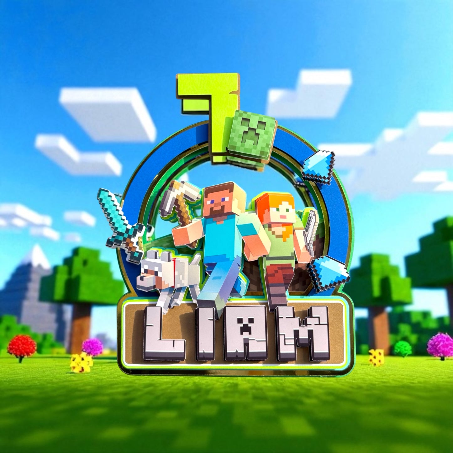 Minecraft Personalized Cake Topper